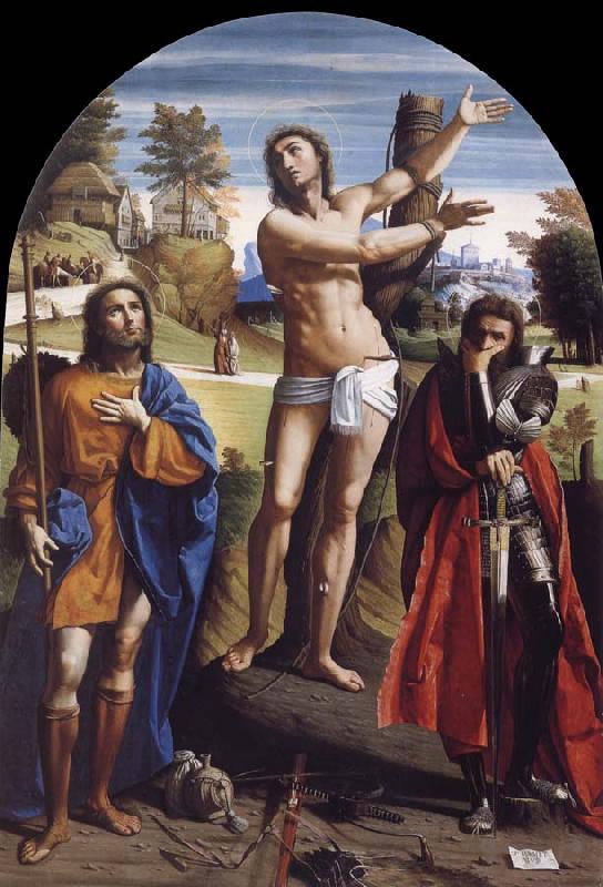 Giovanni Battista Ortolano Saint Sebastian with Saints Roch and Demetrius France oil painting art